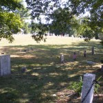 Standing by the fence looking into the cemetery