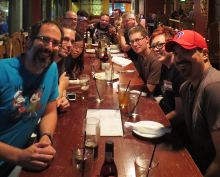 This a was fun Friday Night get-together with a bunch of talented comic creators! I'm in there somewhere!